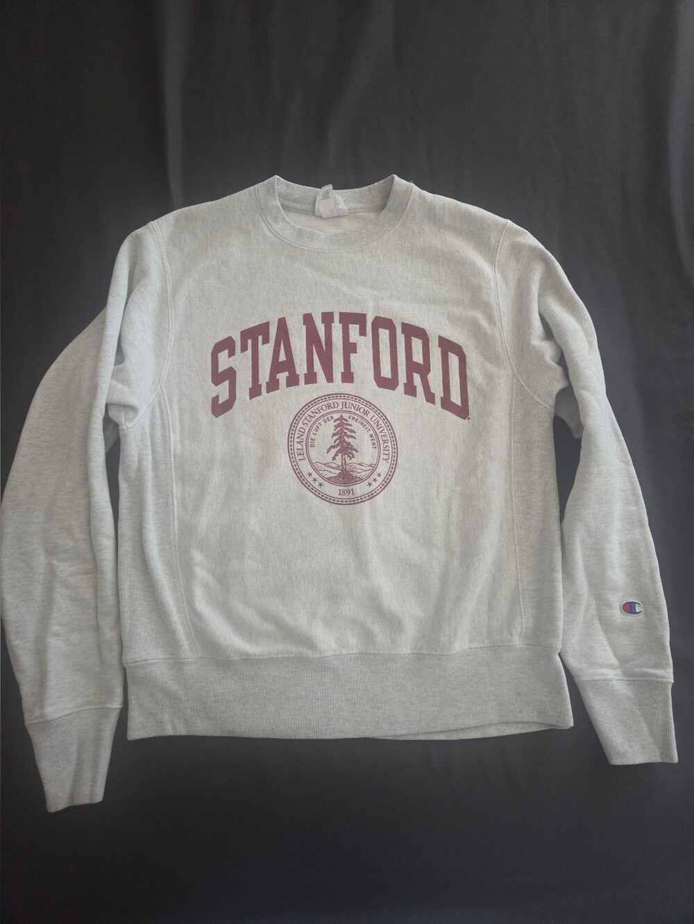 Vintage Champion Gray Crewneck with Maroon Stanford University - Small